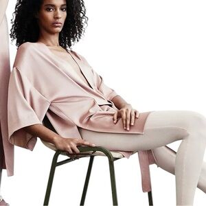 Halston Heritage 2017 Ready to Wear Satin Kimono Open Front Tie Waist